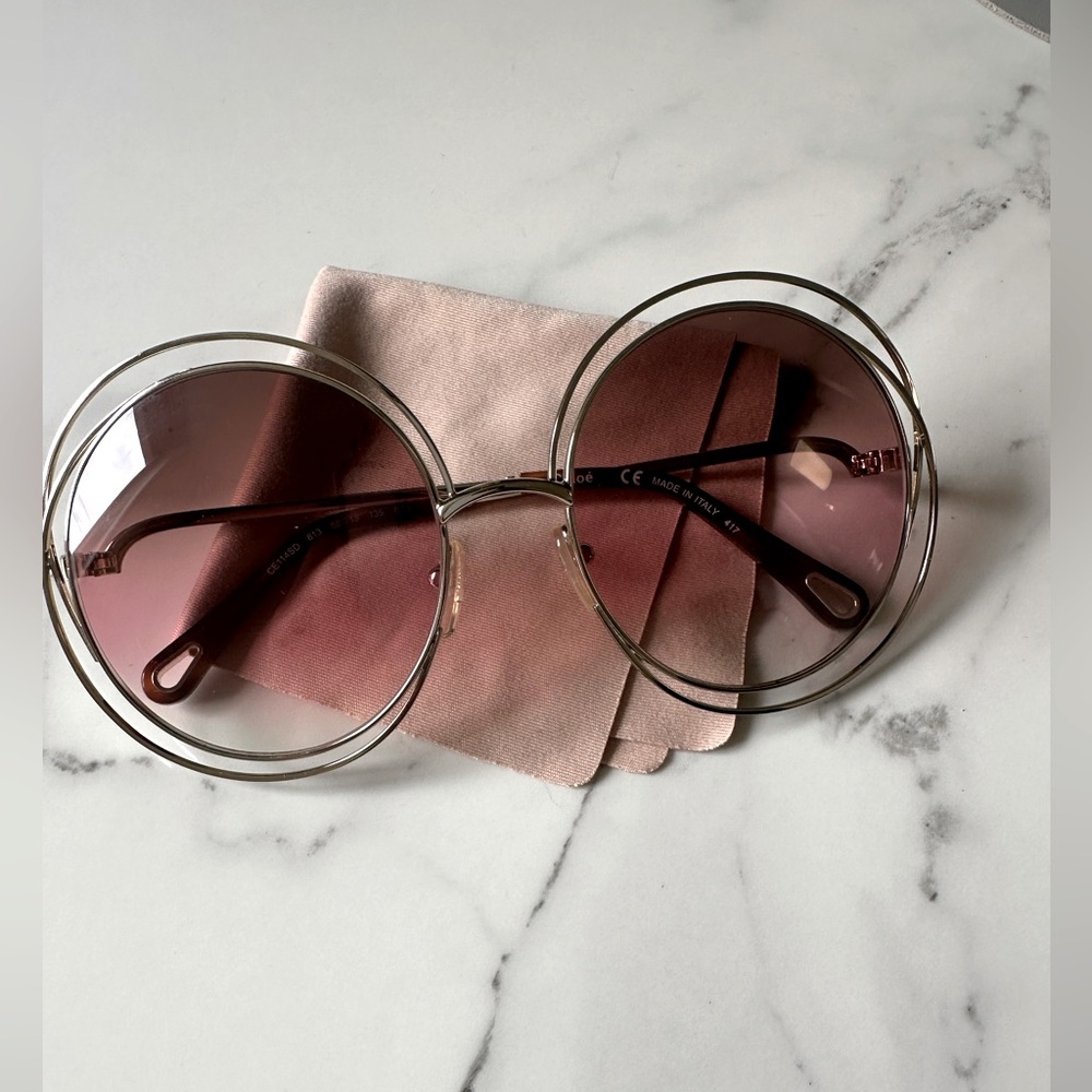 Chloe Sunglasses Carlina CE114SD 813 Gold Havana Brown Pink Gradient